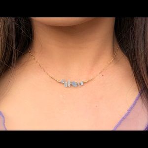 Crystal Necklace, Gemstone Necklace, Aquamarine GF